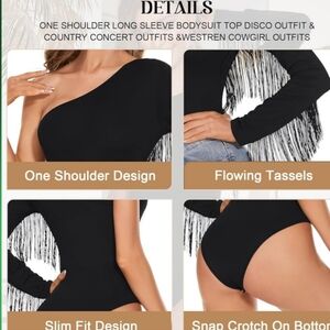 One Shoulder Long Sleeve Bodysuit Cowgirl Top